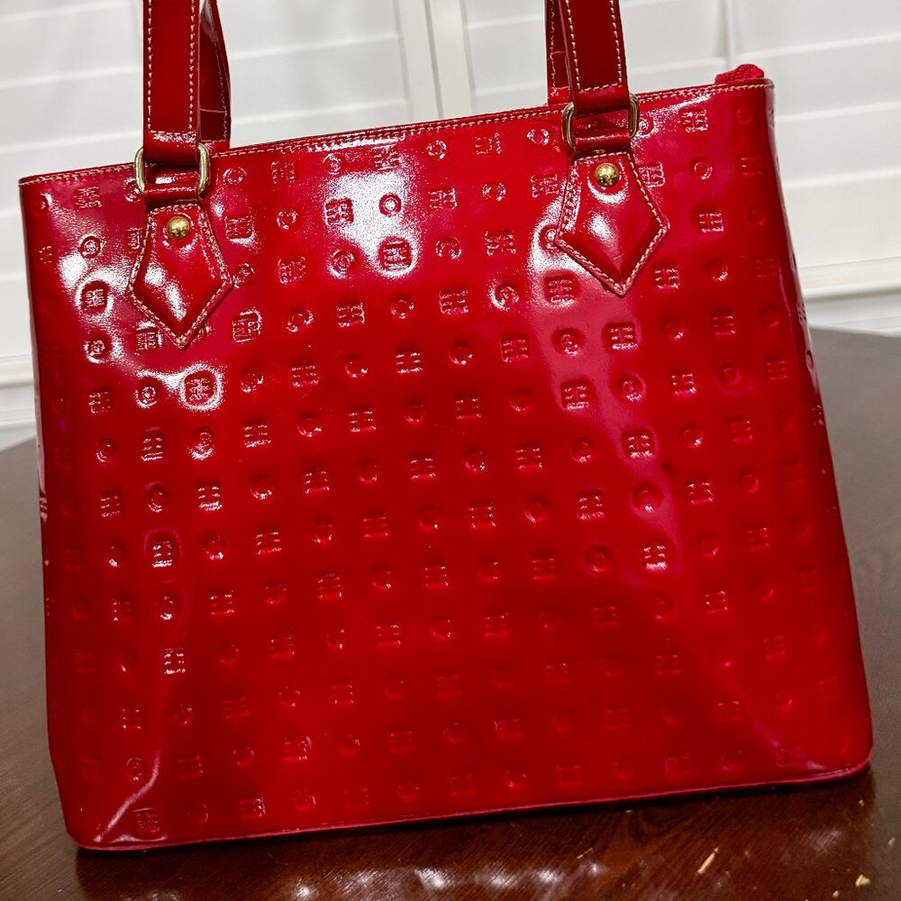 Arcadia Red Patent Leather Tote Bag Made in Italy